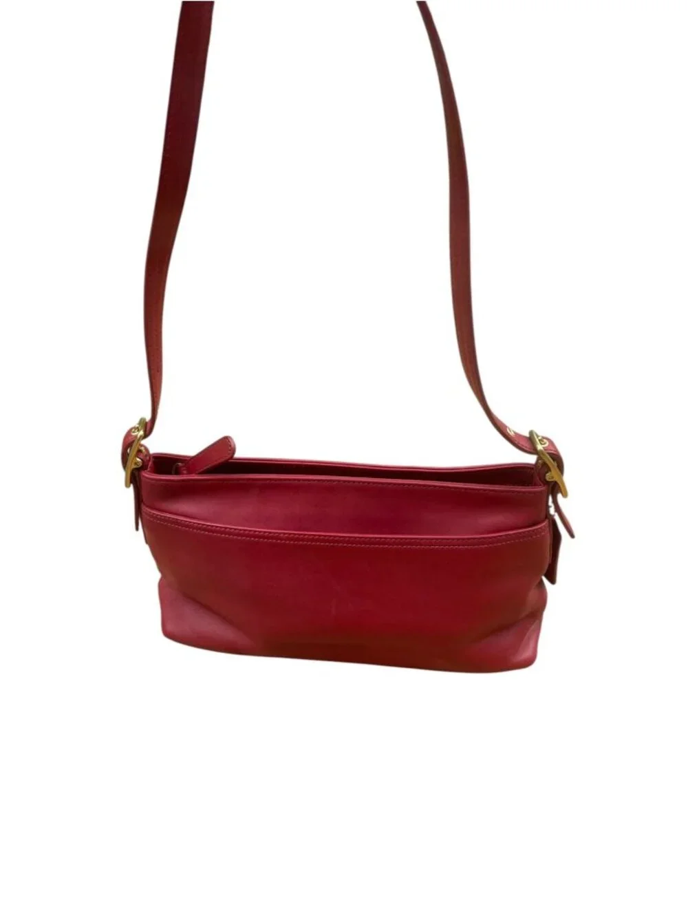 Vintage Coach Red Leather Legacy Shoulder Bag - Style #9861 * Flaw*  90's mini - Picture 3 of 16